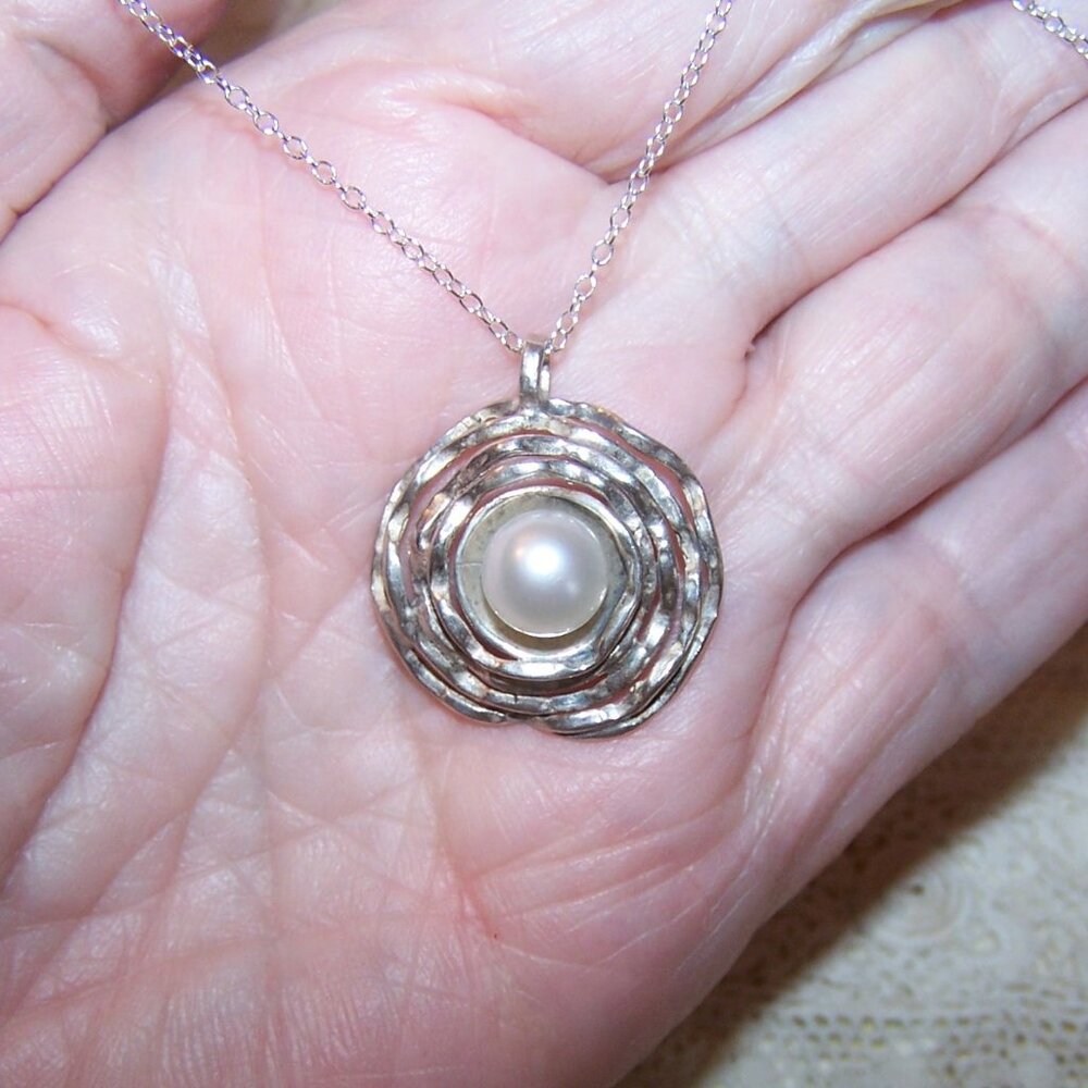 Made in Israel Sterling Silver Freshwater Pearl Pendant